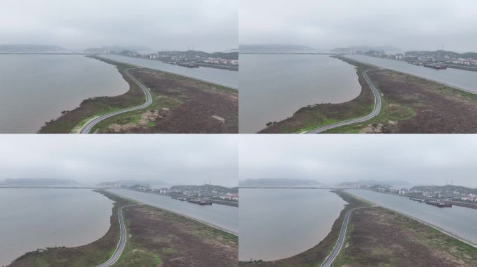 台州温岭龙门湖湿地公园航拍