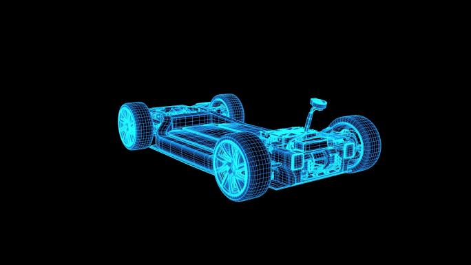 蓝色全息电动汽车底盘素材带通道