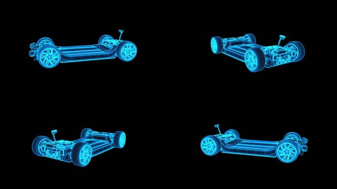 蓝色全息电动汽车底盘素材带通道