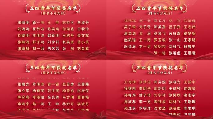五四青年节颁奖名单滚动字幕