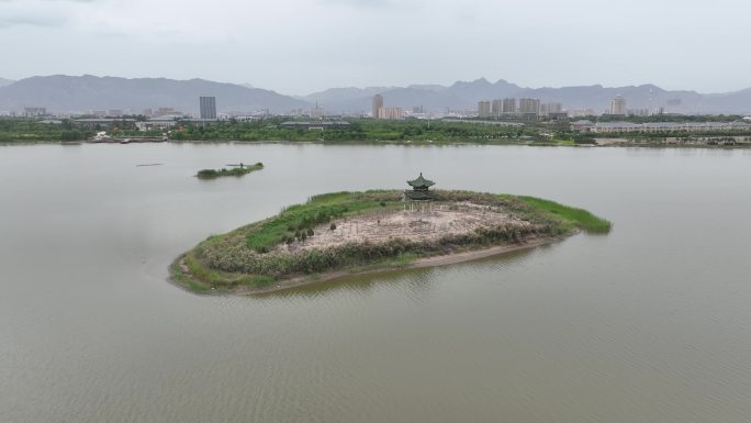 石嘴山市星海湖大景4k航拍