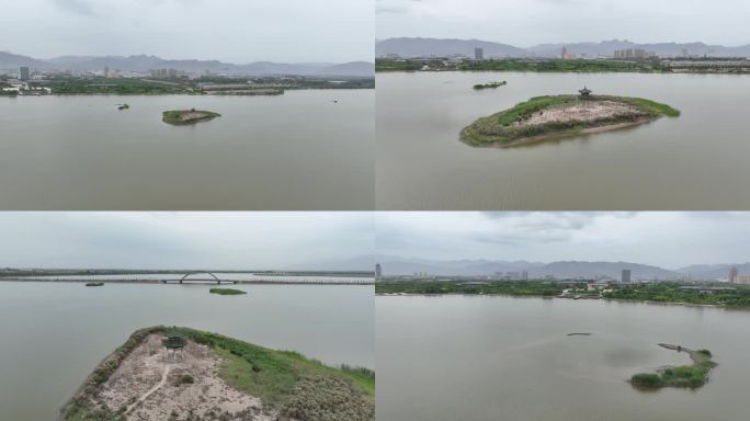 石嘴山市星海湖大景4k航拍