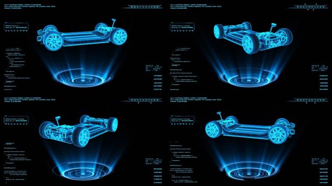 蓝色全息电动汽车底盘素材带通道