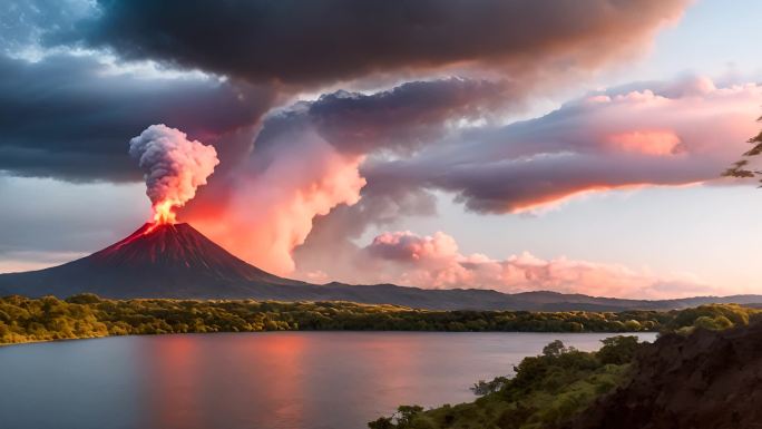 雄伟壮观的火山岩浆