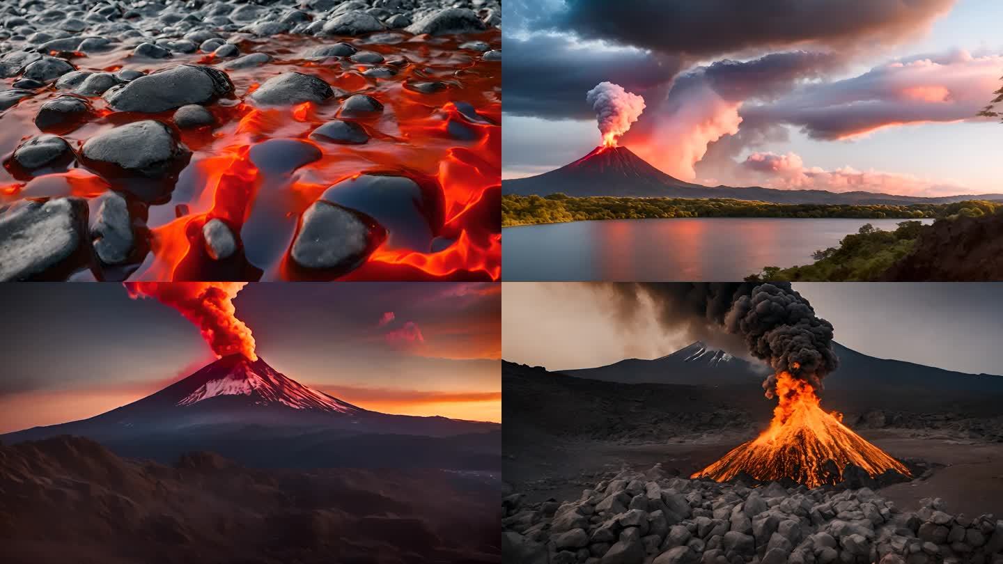 雄伟壮观的火山岩浆