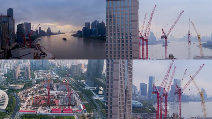 8k-上海外滩建筑工地塔吊城市建设
