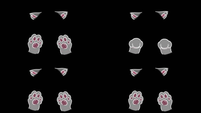 可爱猫爪猫耳综艺元素动画效果特效透明通道