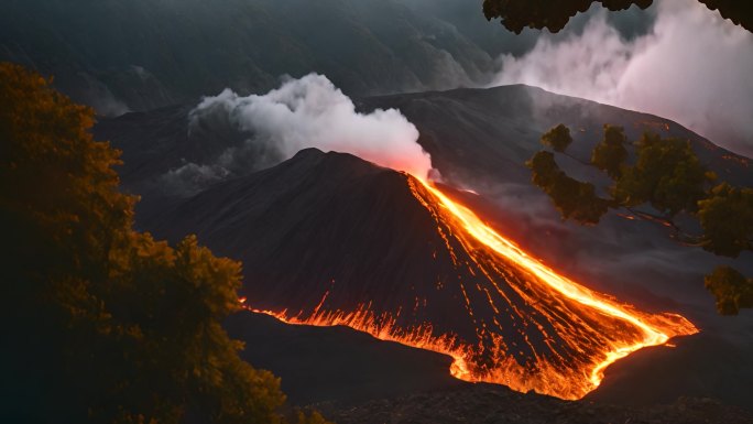 难得一见的火山喷发