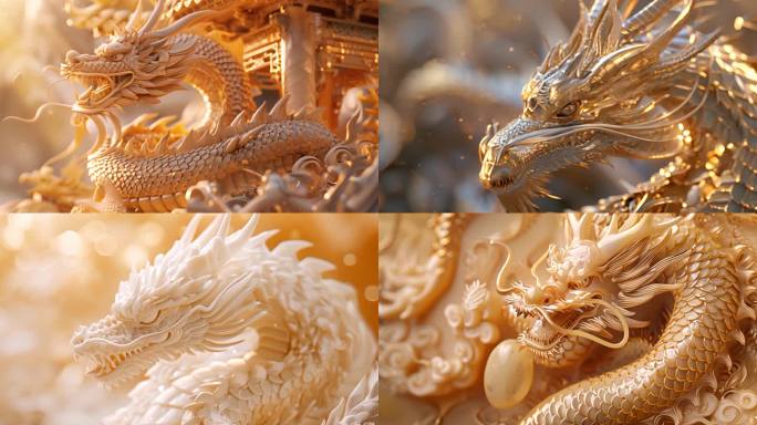 中国龙的立体形象 木雕象牙 金属 金