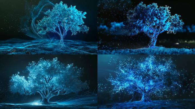 科技树智慧树发光树科技线条粒子大数据神秘