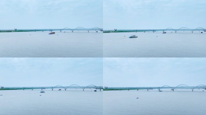 浔阳江面水运景观及九江长江大桥