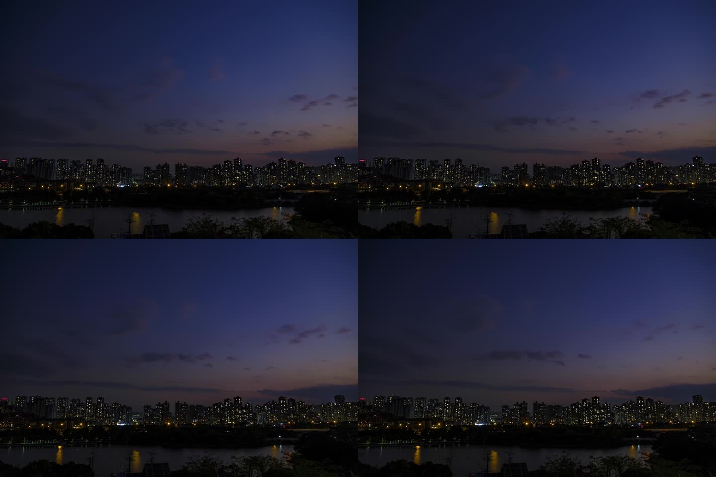 城市小区楼盘密集住宅楼夜景万家灯火延时