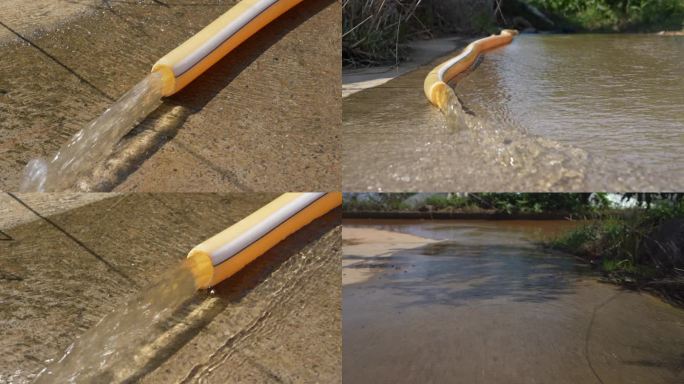 水从橡胶管流出  水流 水头  水浪费