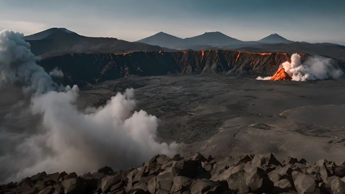 雄伟壮观的火山岩浆