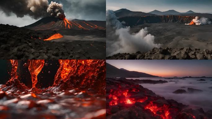 雄伟壮观的火山岩浆