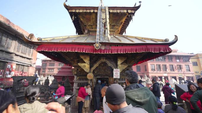 尼泊尔猴庙空镜人流