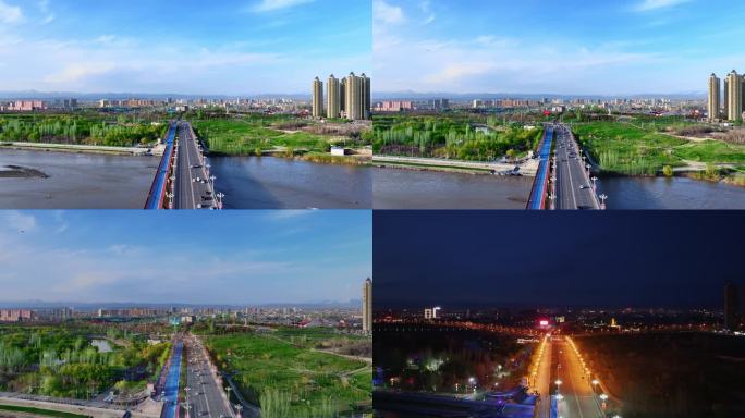 新疆伊犁河一桥日转夜
