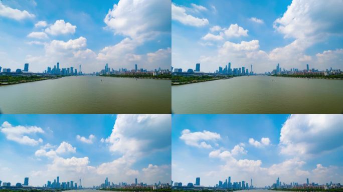 广州城市天际线珠江广州塔大景远景全景延时