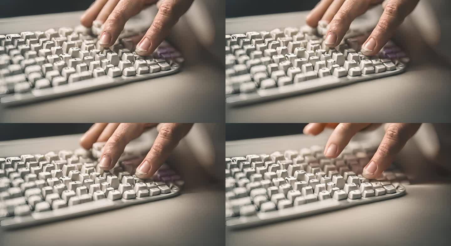 残疾人在一台特殊的电脑上写作