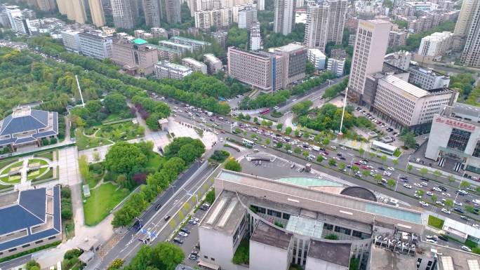 湖北武汉东湖城市风景风光航拍车流交通听涛