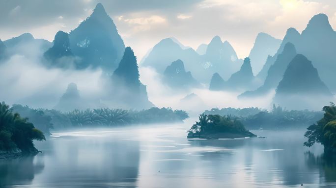 中国风山水背景画面
