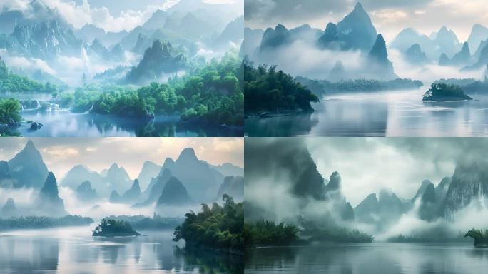 中国风山水背景画面