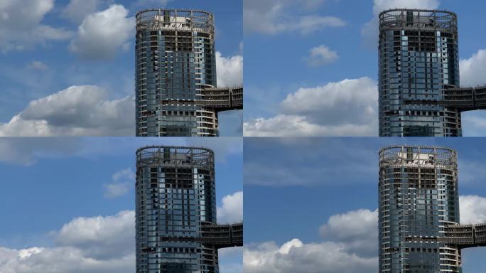 高层建筑摩天大厦蓝天白云延时超高层建筑