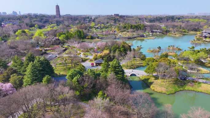 扬州市邗江区瘦西湖风景名胜区航拍江南水乡