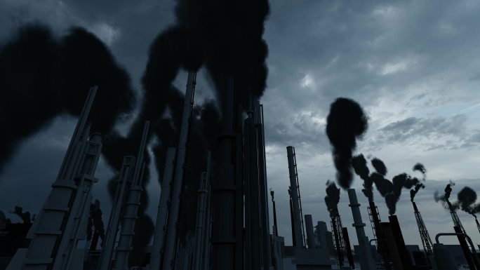 工厂二氧化碳排放和大气污染