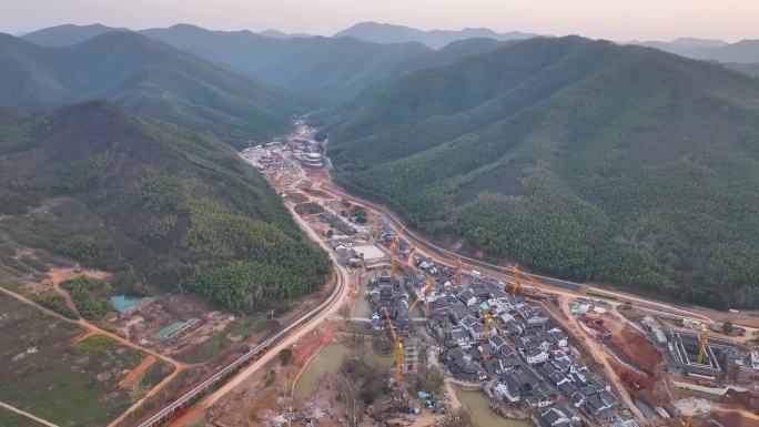 4K航拍建筑中宜兴阳羡旅游窑湖小镇风景区