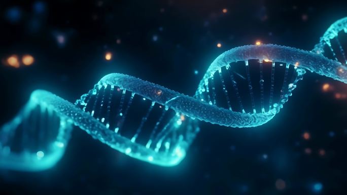 科技三维粒子蓝色DNA医学cg特效