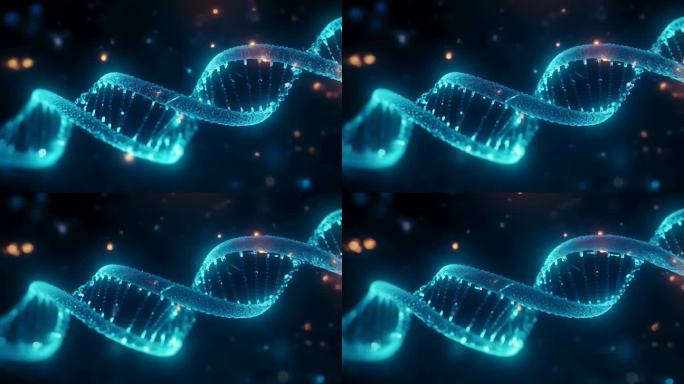 科技三维粒子蓝色DNA医学cg特效