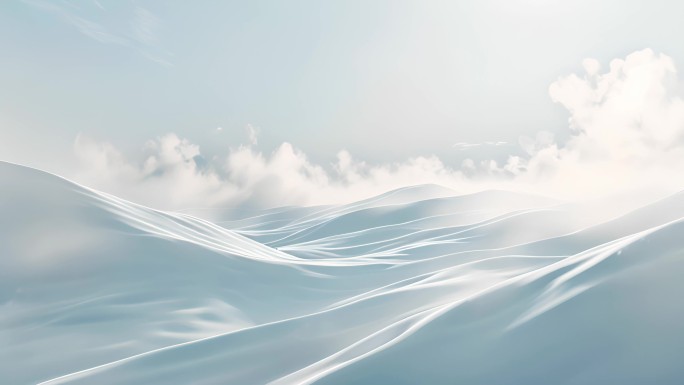 天空下白色动态山脉沙丘，抽象意境三维广告