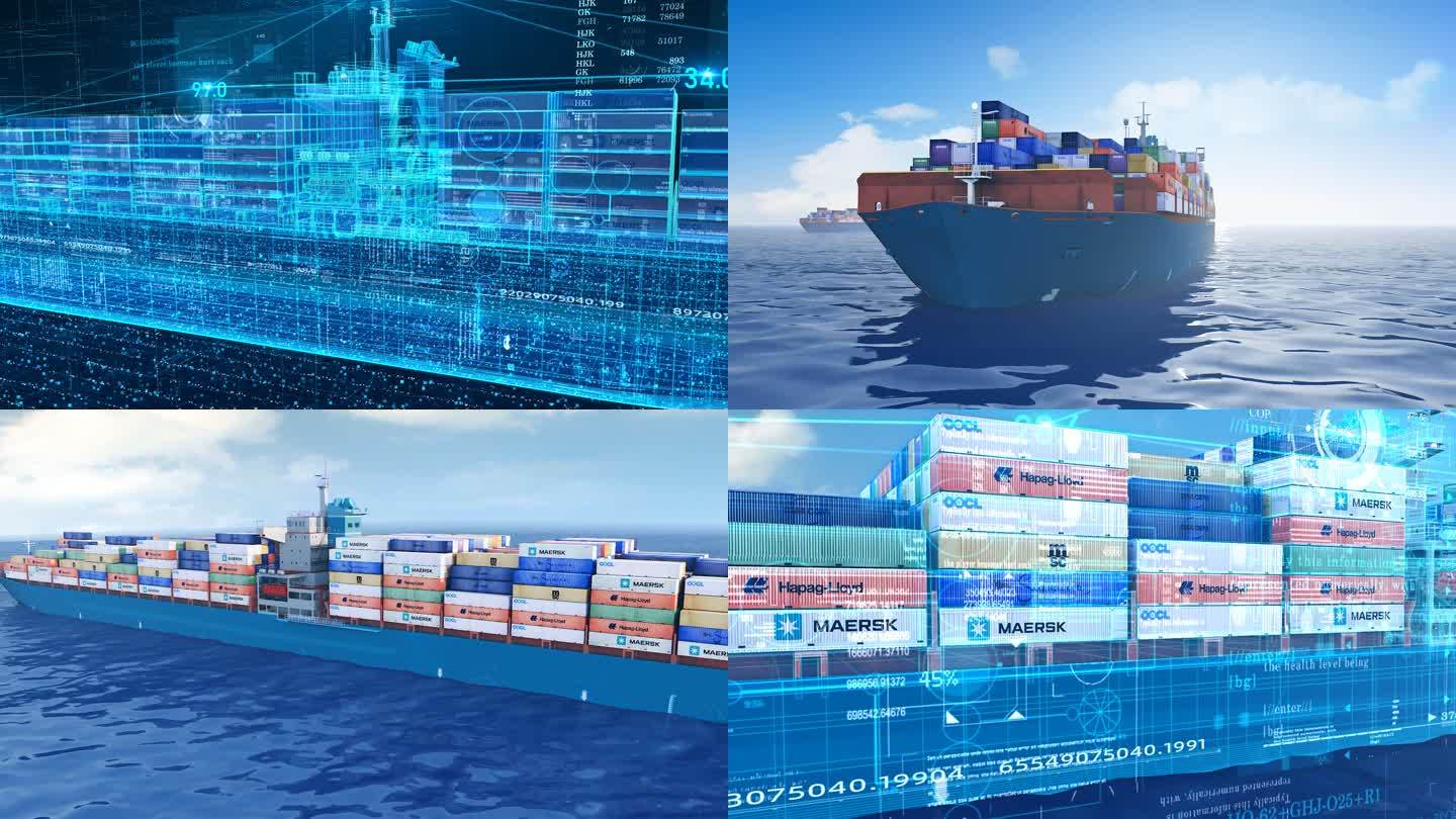 货轮海运集装箱船舶航运港口海运海洋货运