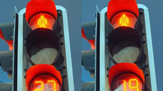 红绿灯信号灯的变换倒计时（4K画质）