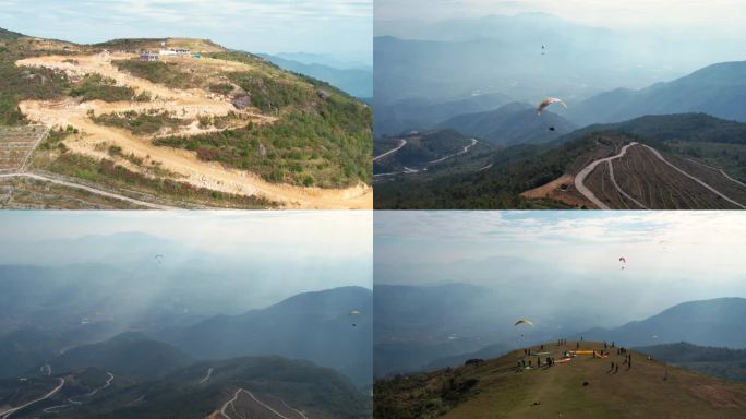 滑翔伞空中高山航拍4k