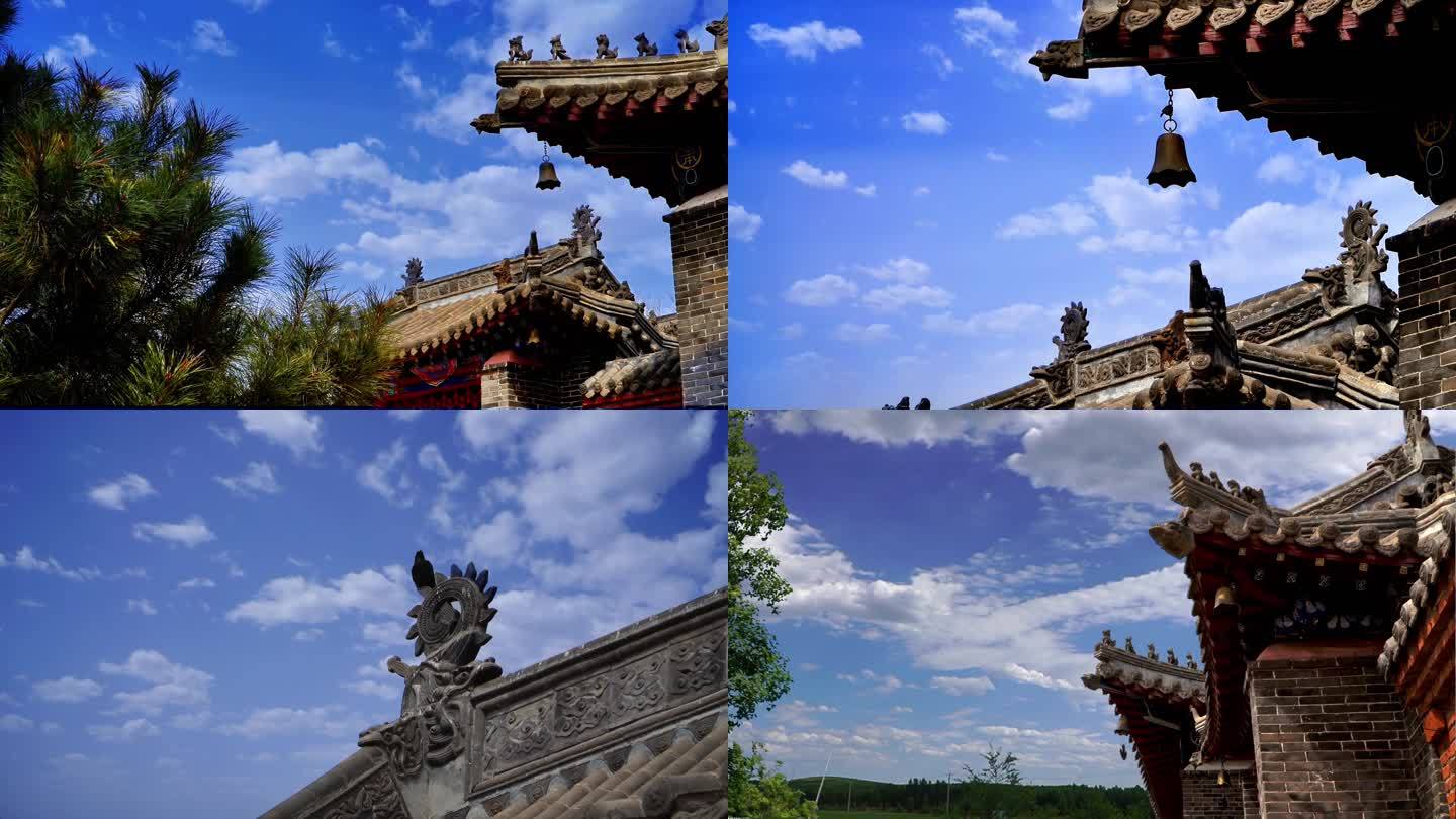 庙 神鸟 乌鸦 麻雀 祥云寺 山 4K