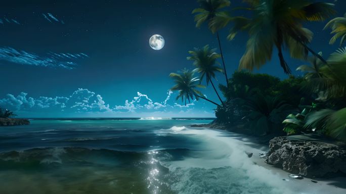 海景视频风景素材海岛海滩夜景
