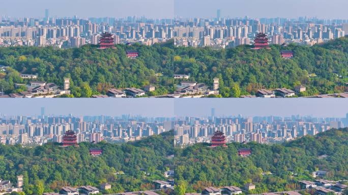杭州城隍阁景区航拍上城区风景风光素材44