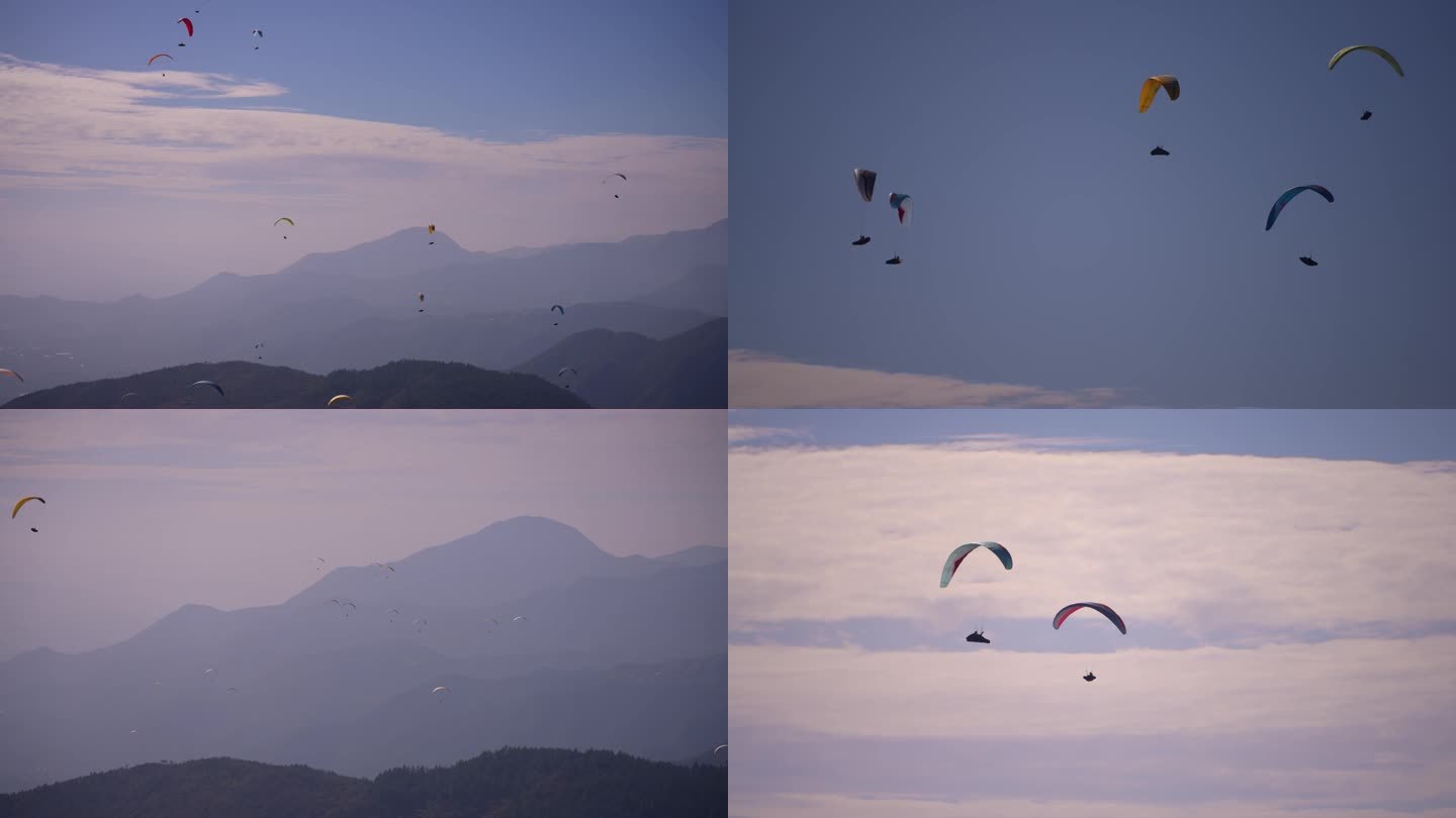 滑翔伞空中高山航拍4k