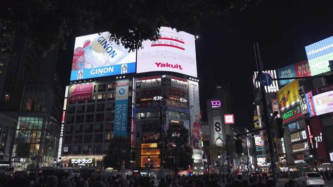 高清实拍日本东京涩谷夜景