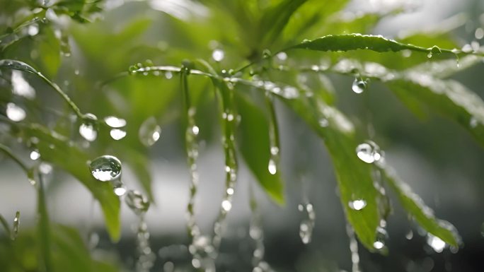 雨露水珠叶片