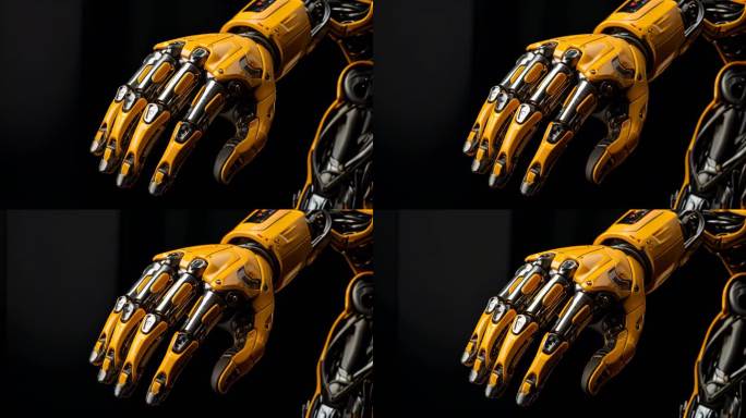 黄色AI机器人手的黑色背景