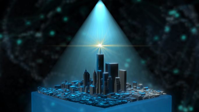 未来射灯梦幻科技城市旋转展示