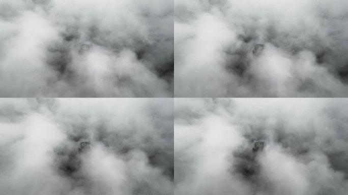 上海白玉兰大厦建筑写字楼平流雾航拍空镜头