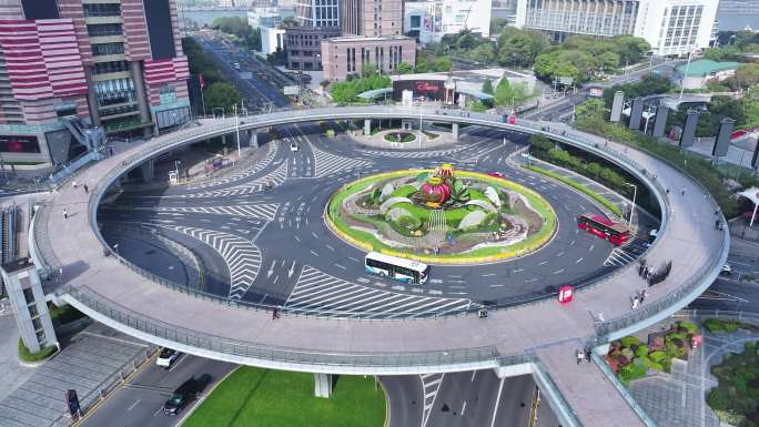 上海陆家嘴明珠环岛航拍