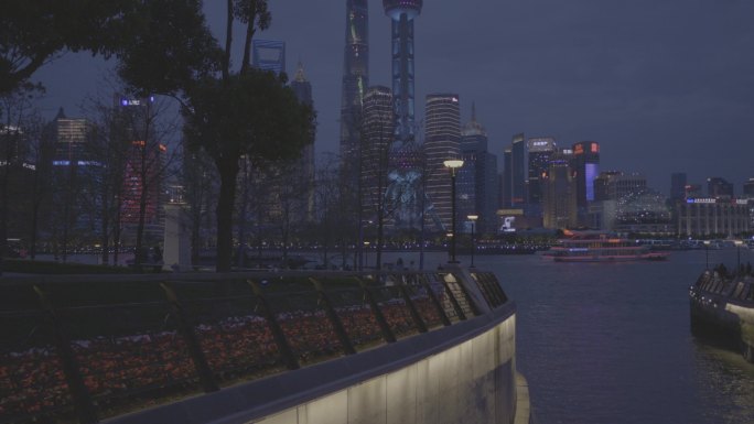 上海北外滩7个场景，城市夜景，可调色街景