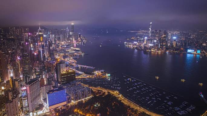 香港维多利亚港夜景4k延时