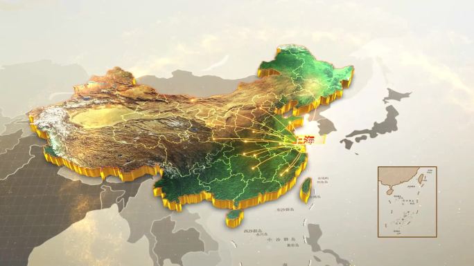 【中国地图】金色地图辐射全国AE模板2