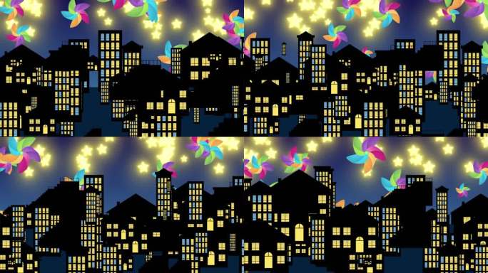 卡通夜晚城市通用LED
